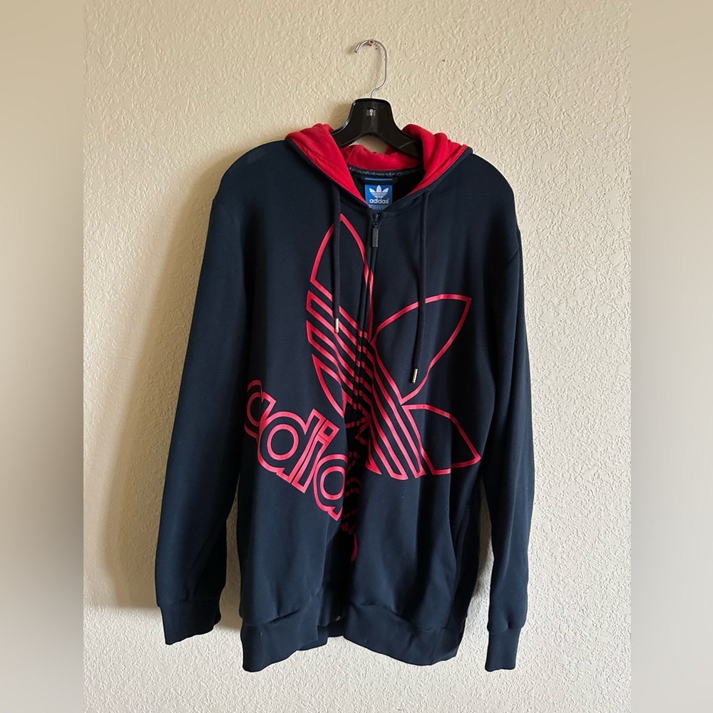Adidas Vintage Red and Black Men’s Zip Up X-Large/Large